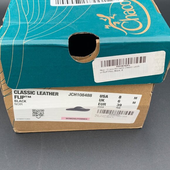 Chaco Womens Classic Leather Flip Flops shoes Size 8M Black JCH108488 - Picture 3 of 5